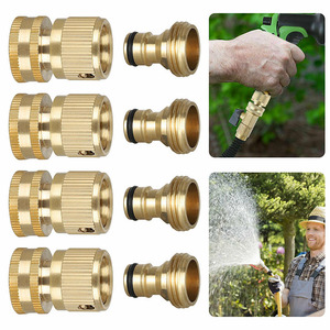 Brass <b>Quick</b> <b>Connectors</b> 3/4 Inch Threaded Garden Water Hose Fittings For Outdoor Irrigation - Product Image 1