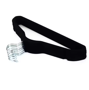 Cintres pour manteaux et t-shirts pour adultes, de haute qualité, <span class=keywords><strong>pas</strong></span> <span class=keywords><strong>cher</strong></span>, <span class=keywords><strong>cintre</strong></span> antidérapant en velours noir à vendre - Product Image 4