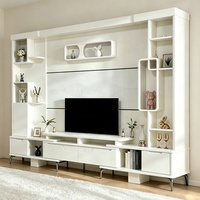 Meuble TV blanc moderne pour salon, console multimédia brillante, étagères de rangement, vitrine, unités murales, support TV en bois pour téléviseur de 65 pouces