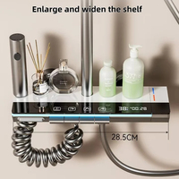 Ensemble de douche mural intelligent numérique 4 fonctions avec jets de massage, finition aluminium chromé brossé, thermostatique