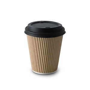 Tasses à café robustes et fiables pour un usage quotidien Ø 80 mm 8 oz, marron avec intérieur ondulé blanc, mugs à emporter bicolores - Product Image 1