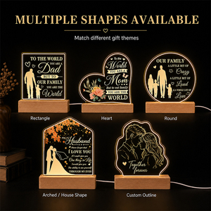 Lámpara de Noche con Placa Acrílica Personalizada para Parejas, Base de Madera, Foto y Texto Personalizados, para Aniversario de Bodas, Decoración del Hogar - Product Image 1