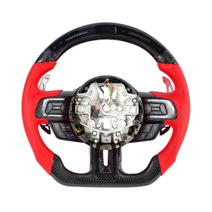 Volante de Fibra de Carbono Real de Carreras con Luz LED de Cambio para <span class=keywords><strong>Ford</strong></span> <span class=keywords><strong>Mustang</strong></span> <span class=keywords><strong>GT</strong></span> 2015 2016 2017 2018 2019-2022 - Product Image 6