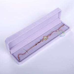 Goedkope op maat gemaakte rechthoekige lange blauwe fluwelen doos voor sieradenkettingen - Product Image 4