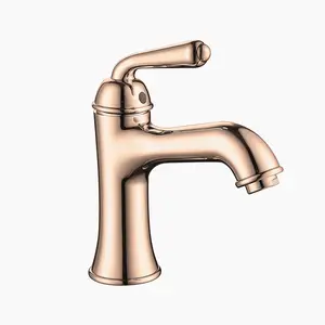 Modern Faucet Rose Gold Brass Bathroom Basin Faucet Mixers Deck Mounted Single Handle Hot And Cold Water Tap