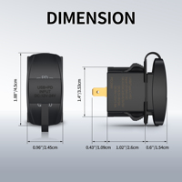 Chargeur de voiture rapide USB double port QC3.0 12-24V avec interrupteur à bascule, prise Type C, étanche avec cache anti-poussière, CE Rohs OEM