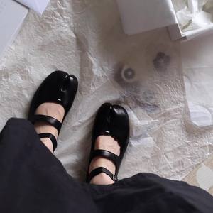 Zapatos Planos de Mujer de Alta Calidad, de Piel Vacuna, con Punta Dividida, Correa con Hebilla, Estilo Ballet, Suela Suave, Antifatiga, de Cuero Genuino, Casuales - Product Image 3