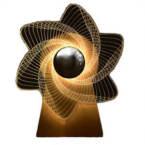 Boîte à musique rotative moderne en bois avec LED, cadeau créatif, lampe de chevet à éolienne rechargeable par USB, décoration d'intérieur - Product Image 4