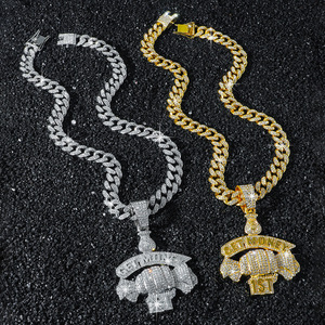 Collares con Colgante Geométrico de Aleación Chapada en Oro Estilo Hiphop, Collares Personalizados para Hombre, Joyería de Moda al por Mayor - Product Image 1