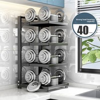 Étagère de rangement de cuisine en métal multicouche, type autoportant, support à casseroles multifonctionnel à plusieurs niveaux pour utilisation sous l'évier