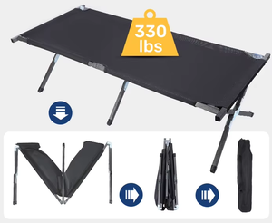 Lit de camping pliable - Lit portable robuste de 330 lb avec sac de transport pour le camping en plein air, la <span class=keywords><strong>plage</strong></span>, la sieste au bureau et l'utilisation en intérieur - Product Image 5