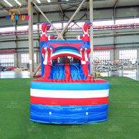 Toboggan aquatique gonflable commercial WINSUN, prêt à être expédié depuis l'entrepôt américain, avec drapeau américain, combo toboggan et piscine gonflables.