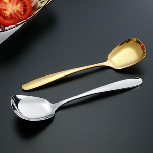 304 Stainless Steel Spoon <b>Set</b> Thickened Flat Bottom Rice Spoon Deepened <b>Square</b> Ladle Creative Ice Cream Spoon Durable Dining - Product Image 5