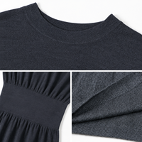 Ensemble deux pièces en maille fine de couleur anthracite pour femmes, col rond, manches courtes, midi, design personnalisé, ODM