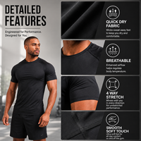 Ensemble de T-shirts de sport pour hommes, coupe ajustée, respirant, en maille recyclée, séchage rapide, pour la course à pied et la compression