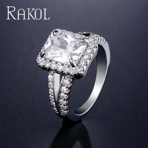RAKOL RP5041 Anillo DE BODA femenino con incrustaciones de plata exquisita de compromiso - Product Image 3
