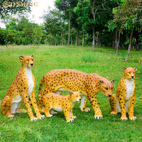 Statues de léopard grandeur nature en résine de fibre de verre de haute qualité, personnalisées en gros, décorations de sculptures d'animaux d'extérieur
