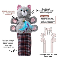 Jouet interactif en peluche pour chat : Gant de lutte pour chat avec plumes, clochette et herbe à chat