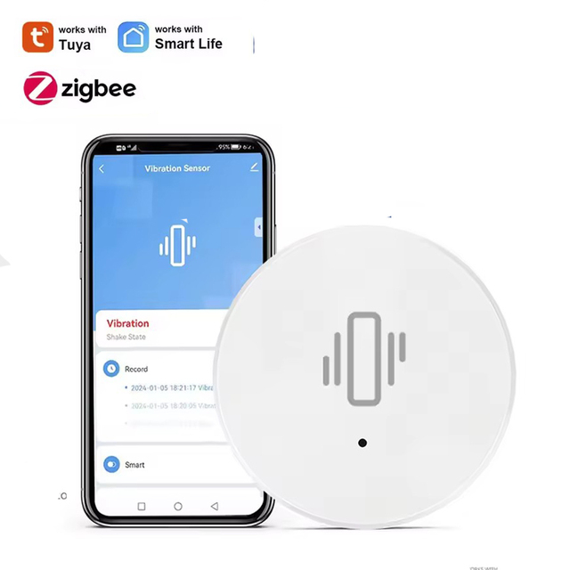 Tuya ZigBee Smart Vibration Sensor Smart Life APP Notification Real-Time Motion Shock Alarm Detection History Record