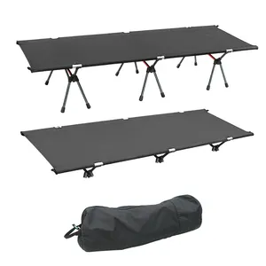 Grosir Portabel Tinggi Disesuaikan 7075 Aluminium Lipat Cot Camping Bed Cot dengan Membawa Tas