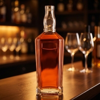 Bouteille à vin haute en verre - Vase à spiritueux transparent à facettes multiples unique pour whisky et vodka, pour la décoration de bar à domicile
