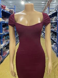 Vendita calda C240042 abito Midi a coste con collo quadrato classico Basic Bodycon <span class=keywords><strong>abiti</strong></span> Casual da <span class=keywords><strong>donna</strong></span> - Product Image 3