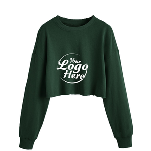 Ropa Mujer Casual Manga larga Raw Hem Pullover Crop Tops Sudaderas Gris M Tienda de ropa para mujer - Product Image 1