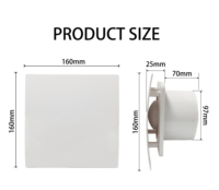 Ventilateur extracteur de salle de bain intelligent de 4 pouces, blanc, de bonne qualité, étanche IPX4, avec détection de mouvement et d'humidité