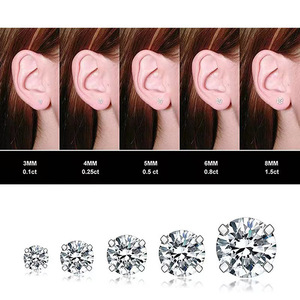 Stainless Steel Zirconia <b>Stud</b> <b>Earrings</b> 3mm 4mm 5mm 6mm 8mm Claw Setting Gold Rose Gold <b>Black</b> Gift Fashion Jewelry - Product Image 3