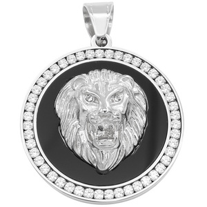 Modischer Herren Löwenkopf runder Anhänger Feiner Edelstahls chmuck mit glänzender 18 Karat Vergoldung ICED <span class=keywords><strong>Lionhead</strong></span> Jewelry Co. Ltd. - Product Image 2