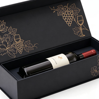 Boîte d'emballage écologique portable en carton rigide noir mat de luxe sur mesure pour bouteilles de vin rouge et de spiritueux