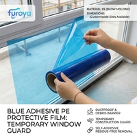 Película Protectora de PE Azul Adhesiva, Suave y Antipolvo, Moldeada por Soplado, Protector Temporal para Ventanas en Obras de Construcción