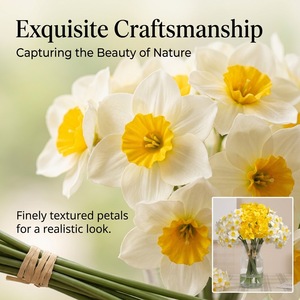 <b>Artificial</b> <b>Daffodils</b> Bouquet Yellow Plastic Fabric Wedding Decoration Home Ornament - Product Image 4