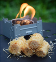 Vente en gros directe usine : Rouleaux de laine de bois naturelle pour allume-feu, bâtonnets de charbon de bois fabriqués à la machine pour barbecue, essentiels pour la cuisine extérieure