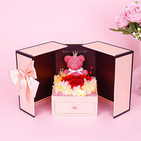 Dubbele deur roze lint teddybeer roos sieradendoos Valentijnsdag geconserveerde bloemen cadeau voor romantische momenten