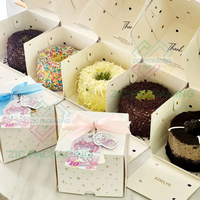 OEM recyclable Pop Out Emballage de boulangerie Boîte de gâteau d'anniversaire à emporter Sushi Crêpe Cookie Papier Boîte d'emballage en carton avec ruban
