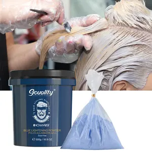 Gouallty nível 9 decolor amônia livre salão profissional 480g pó descolorante cabelo azul sem danos no cabelo