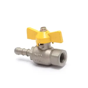 Customized Kitchen Forging Brass Gas Valve 1 Way Brass Gas Safety Valve With Yellow Color T Type Handle