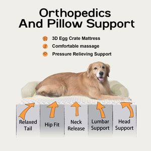 Groot, duurzaam, makkelijk schoon te maken orthopedisch hondenbed extra groot met afneembare bolster en wasbare hoes. Orthopedisch hondenbed met aangepast logo. - Product Image 2