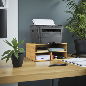 Bambus-Druckerständer mit Aufbewahrung Multifunktionales 2-stufiges Papierorganisationsregal für Zuhause, Büro und Schule - Product Image 5