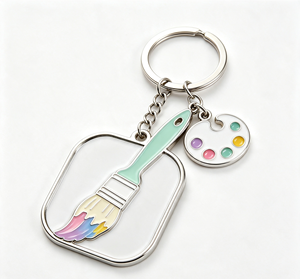<b>Custom</b> Paint Brush <b>Keychain</b> Metal Key Ring Enamel Charm Zinc Alloy Souvenir Gift for Artists - Product Image 4
