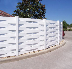 Valla <span class=keywords><strong>de</strong></span> PVC Blanca para Exteriores, Semi-Privada, con Diseño <span class=keywords><strong>de</strong></span> Mimbre - Product Image 5