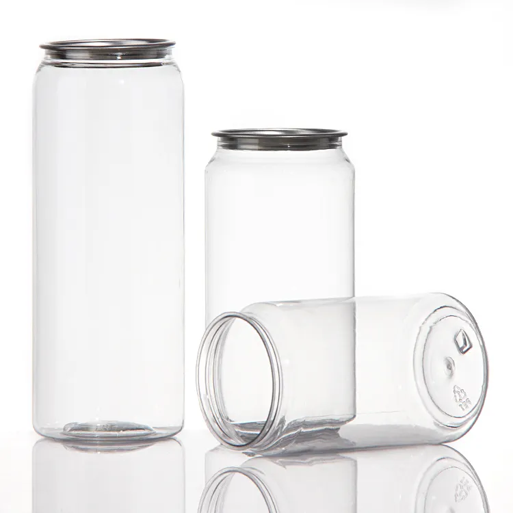 Пластиковые одноразовые банки для приготовления сока, с крышками, 350 мл, 500 мл