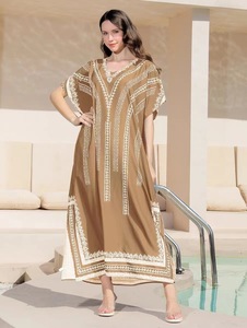 Whosale New Girl abiti caftano stile etnico taglia libera tutta stampata Kimono da spiaggia lunga donna 2025 costume da bagno Cover up - Product Image 4