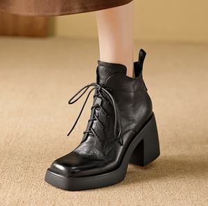 Bottes Chelsea mi-hautes pour femme, hiver, à semelle épaisse, style court, souples, avec une boucle, couleur blanc fumé, respirantes - Product Image 5