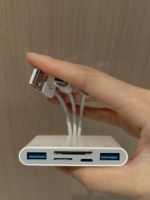 Hub USB C 5-in-1 dengan Memori & Pembaca Kartu SD, Dukungan Kamera, Adaptor USB OTG untuk Ponsel IPhone/iPad, Dilengkapi Proteksi