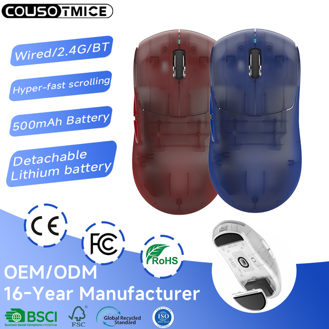2026 Newest Lightweight Gaming Mouse with Detachable Battery Hyper-fast Scrolling 12000DPI PAW331 Programmable Gaming Mouse