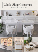 MS-Display Mobilier de Salon de Manucure au Design Moderne, Plateau en Pierre Artificielle Personnalisable pour Salons de Manucure Américains, Canadiens et Australiens