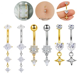Anneaux de nombril en titane G23 avec pendentif cœur, vente en gros, tendance, <span class=keywords><strong>sexy</strong></span>, pour femmes et filles, bijoux de <span class=keywords><strong>piercing</strong></span> corporel à la mode - Product Image 1