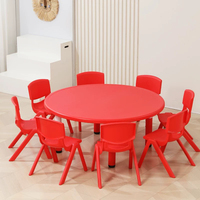 Ensemble de table d'apprentissage pour enfants de forme circulaire rouge, en plastique durable, bureau d'activités pour enfants pour une utilisation en classe de maternelle